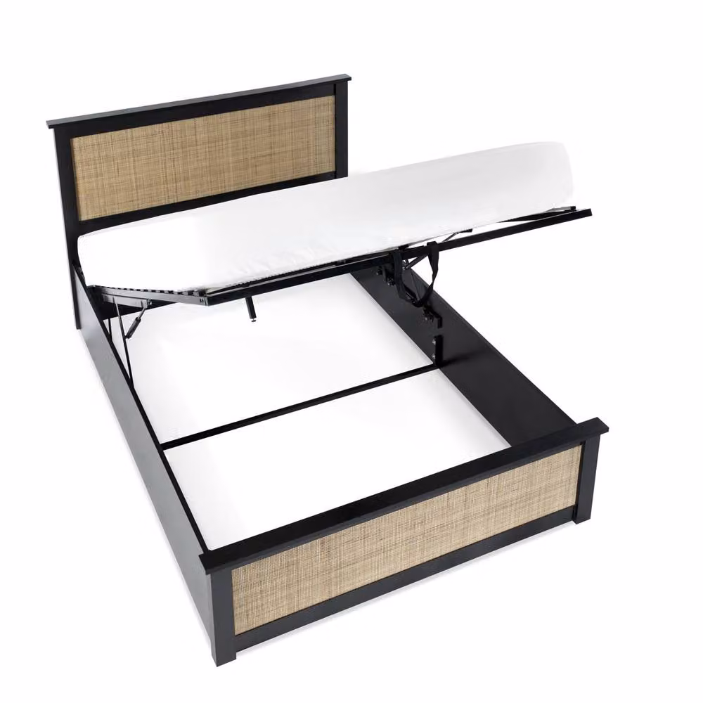 Cheshire Zinc Modern Upholstered Ottoman Bed in Black, King Size (W/D: 150 x 200 cm) – 2