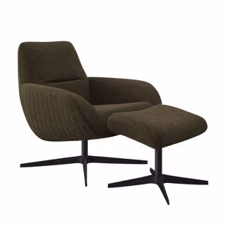 Dome Deco FINLEY Armchair with Ottoman in Brown Fabric