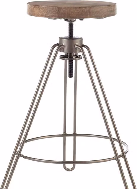 Elm Home And Garden Industrial Mango Wood and Metal Bar Stool in Grey and Brown