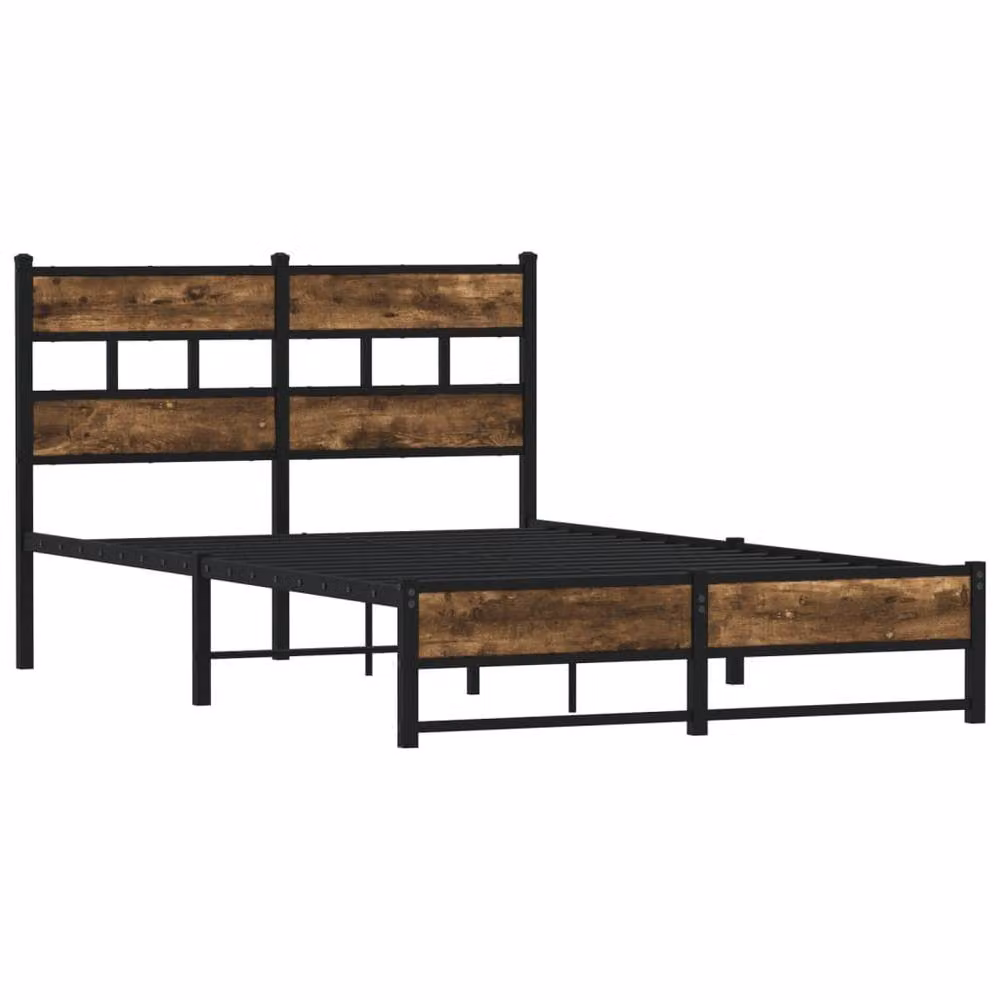 Berkfield Home Metal Bed Frame in Smoked Oak Brown, W/D/H: 120 x 200 cm – 3