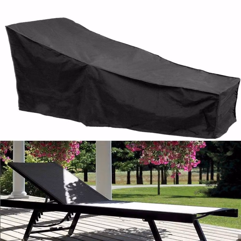 VOGREX Water-Repellent Black PVC Patio Sun Lounger Cover – 2