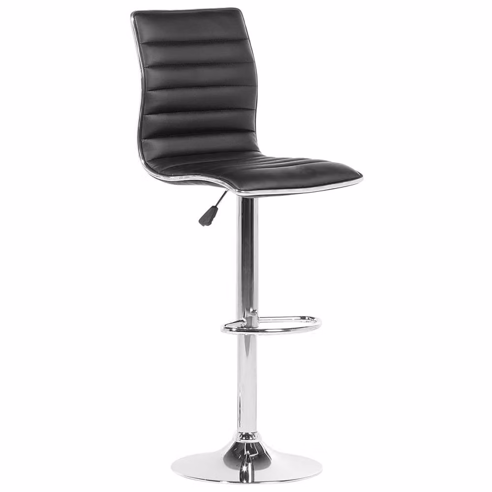 Wyld and Coco Elara Counter Height Bar Stool Set of 2 in Black Faux Leather with Silver Metal Legs – 3