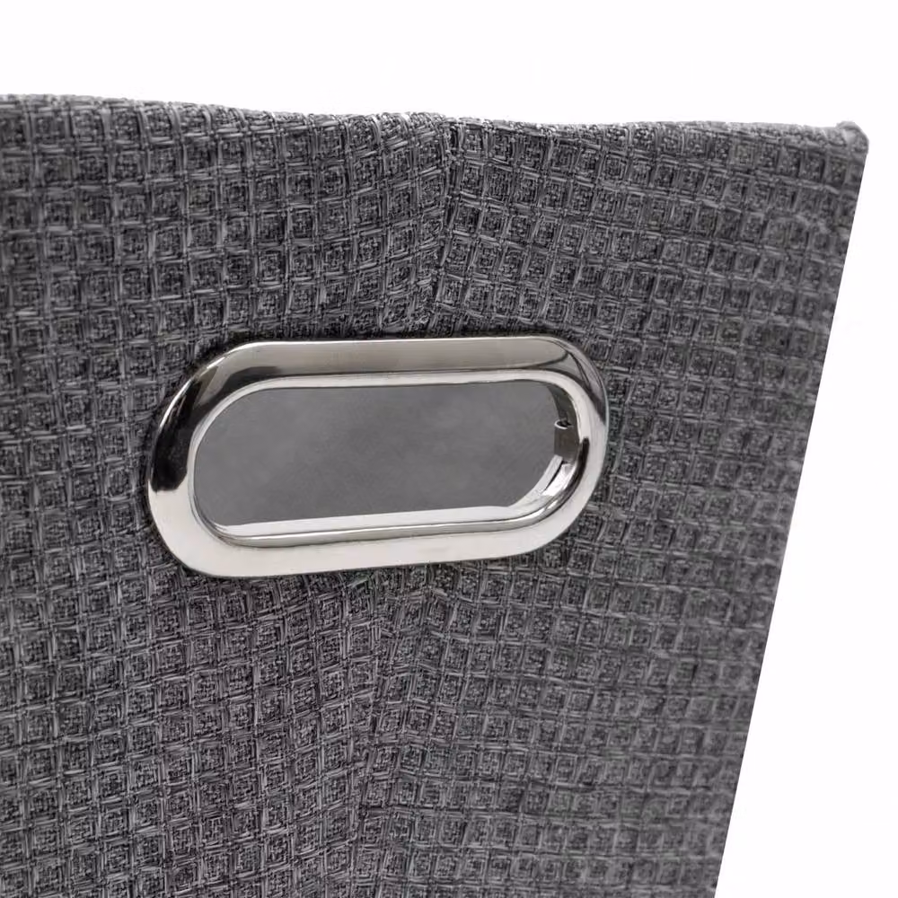 EONLION Grey Fabric Magazine Storage Holder with Handles, W: 50 cm, D: 50 cm, H: 50 cm – 3
