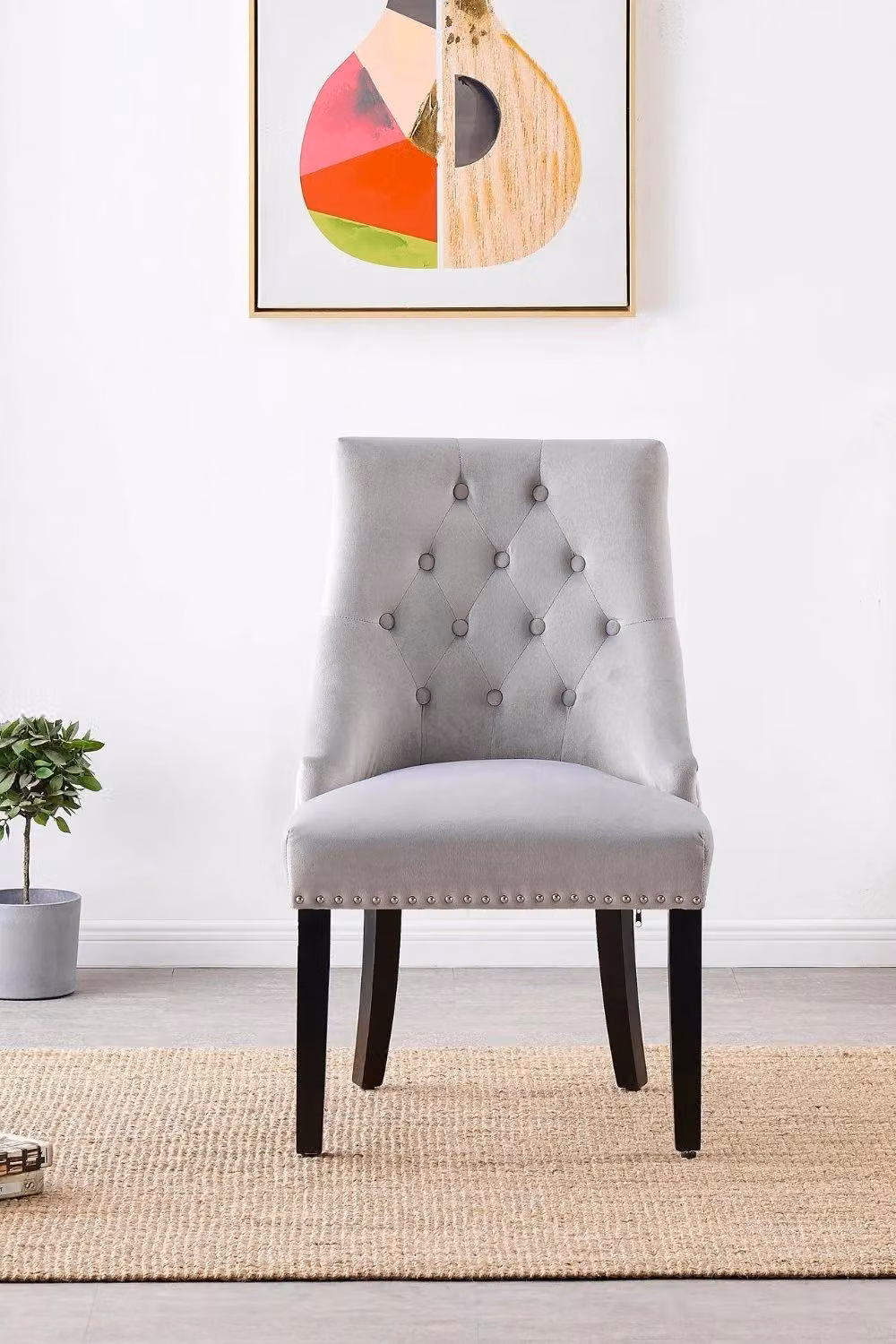 Life Interiors Set of 4 Velvet Dining Chairs in Grey – 2