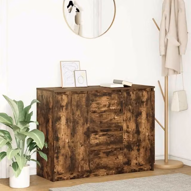 Berkfield Home Smoked Oak Sideboard with Drawers in Brown, W/D/H: 100.5 x 35 x 76 cm – 1