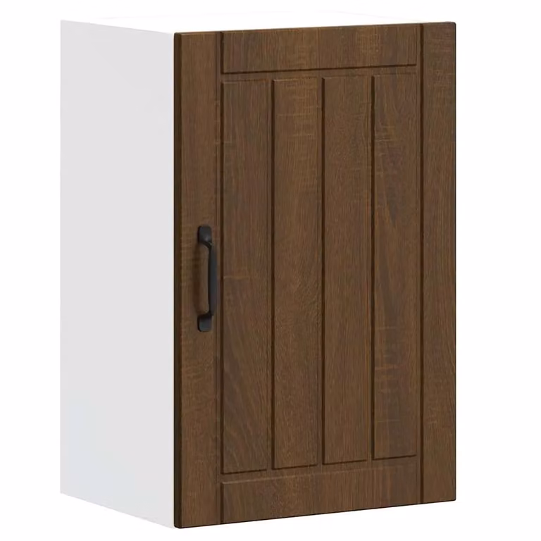 Berkfield Home Lucca Kitchen Wall Cabinet in Brown Oak with Glass Doors