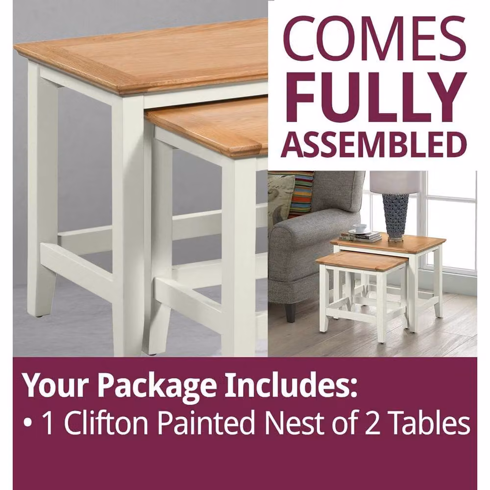 FORGEVIO Nest of 2 Tables in Off-White Painted Oak – 4