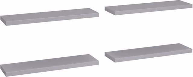 Berkfield Home Set of 4 Grey Floating Wall Shelves, W/D/H: 90 x 23.5 x 4 cm