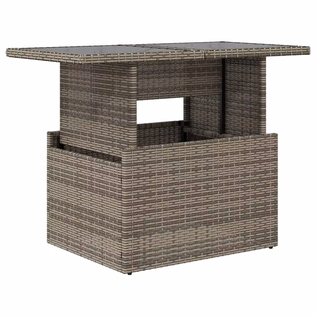 Berkfield Home Grey Poly Rattan Garden Table with Glass Top, W/D/H: 100 x 55 x 73 cm – 2