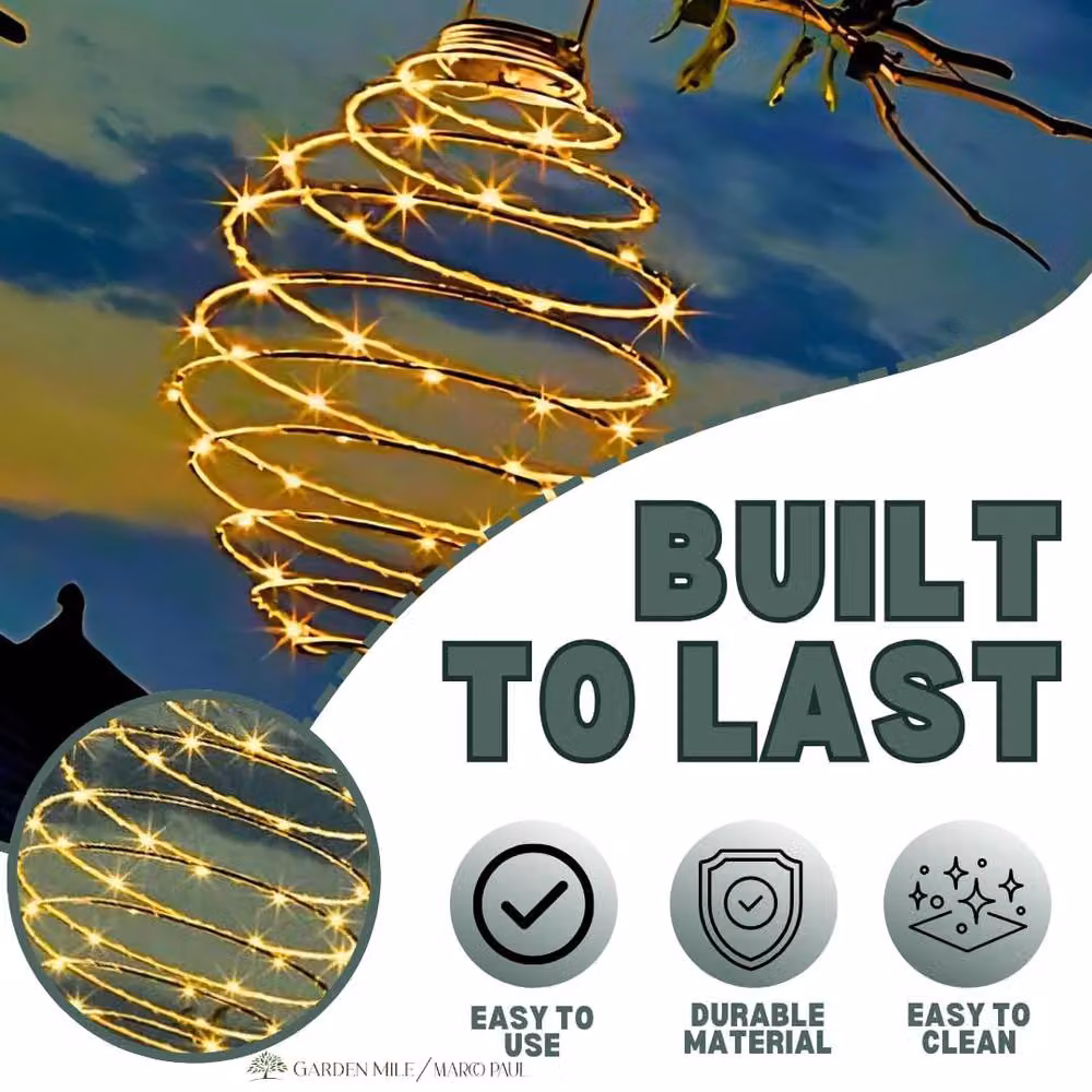 Marco Paul Solar Powered Warm White LED Copper Spiral Hanging Garden Lights – 3