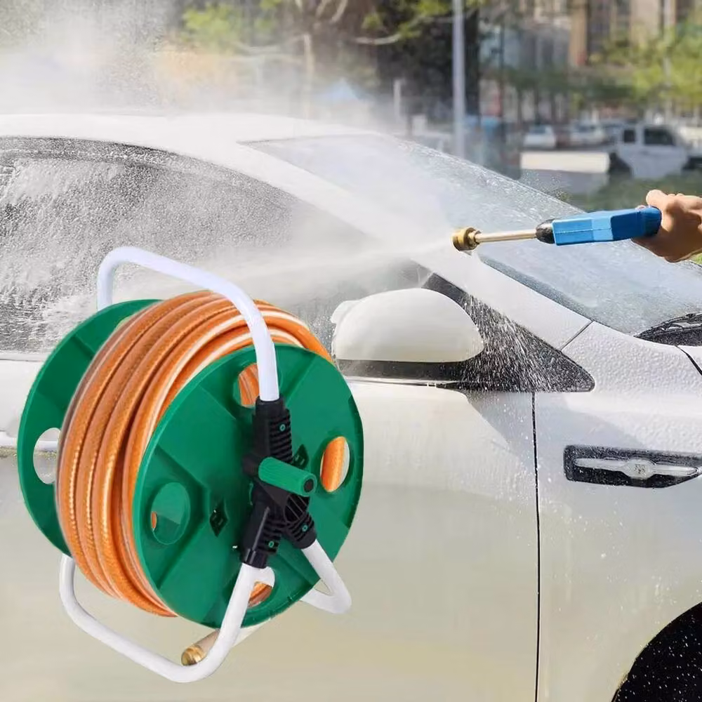 VOGREX Portable Green Freestanding Garden Hose Reel Trolley Cart – 3
