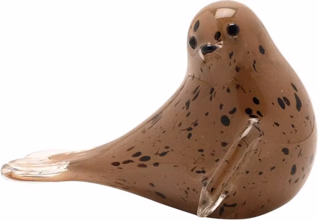 Objets d'Art Glass Grey Seal Figurine in Brown and Black