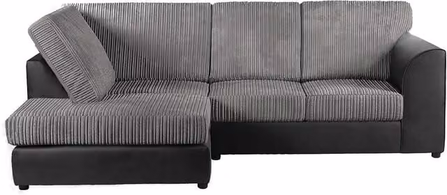Luxor Living Grey Jumbo Cord 4 Seater Left Hand Facing Corner Sofa – 1