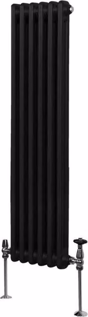Monstershop Traditional 2 Column Steel Radiator in Black, H: 150 cm, W: 29.2 cm, D: 7 cm