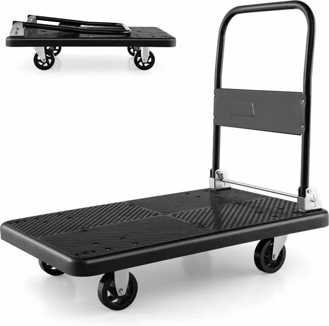 COSTWAY Folding Push Cart Dolly in Black