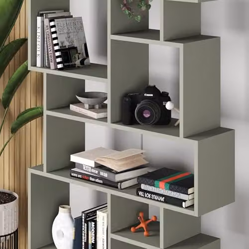 Decortie Karmato Modern Bookcase Display Unit, Green, H 169.0 cm x W 96.0 cm x D 29.15 cm – 3