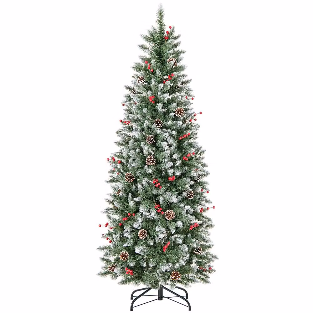 Costway 6 FT Green Artificial Hinged Christmas Tree with 618 Branch Tips – 5