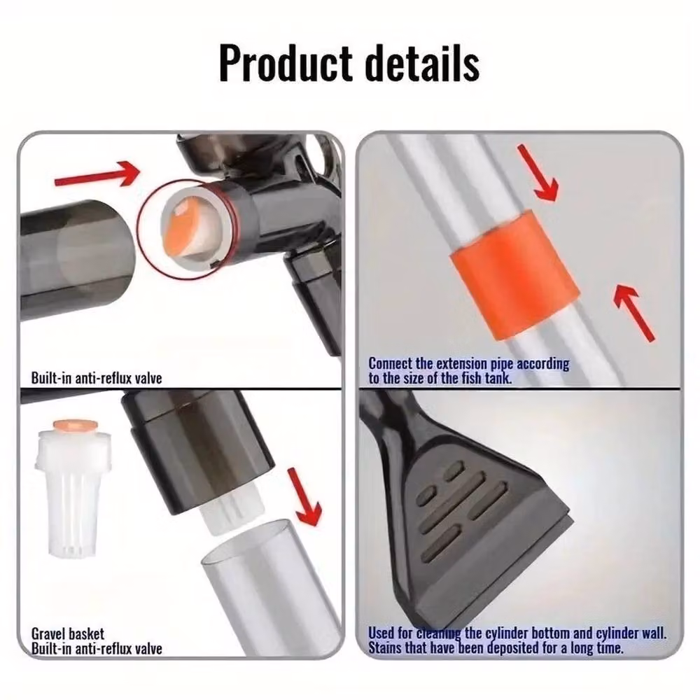 Nordara Aquarium Cleaner Kit Vacuum Pump and Gravel Siphon in White – 4