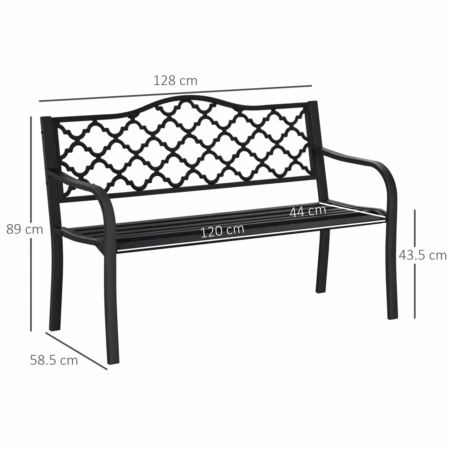 Outsunny 2-Seater Antique Cast Iron Outdoor Garden Bench in Black – 3