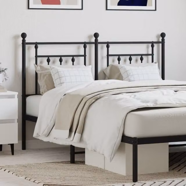 Berkfield Home Classic Metal Headboard in Black, Width: 150 cm – 1