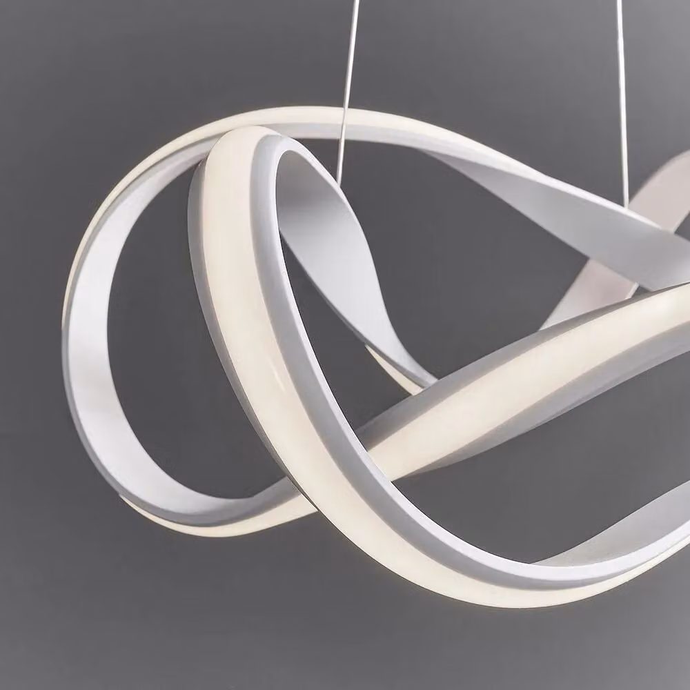Loops LED Ceiling Pendant Light, White, 44W, Warm White, Dimmable and Height Adjustable, Diameter: 63 cm – 3