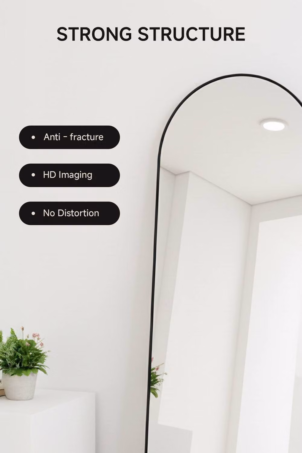 Garden Sanctuary Modern Arched Freestanding Metal Floor Mirror in Black – 2