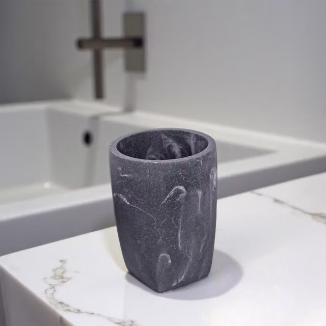 Showerdrape Octavia Grey Marble and Chrome Tumbler Set – 1