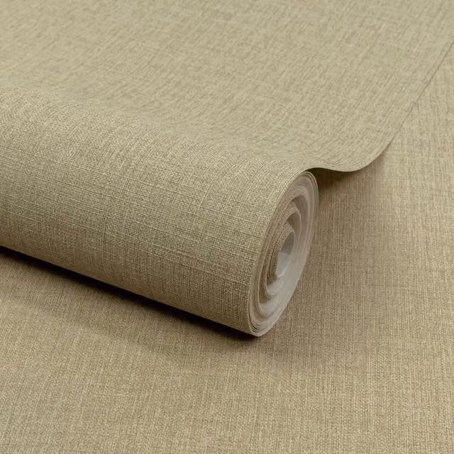 Grandeco Boutique Trente Linen Effect Luxury Embossed Wallpaper in Green