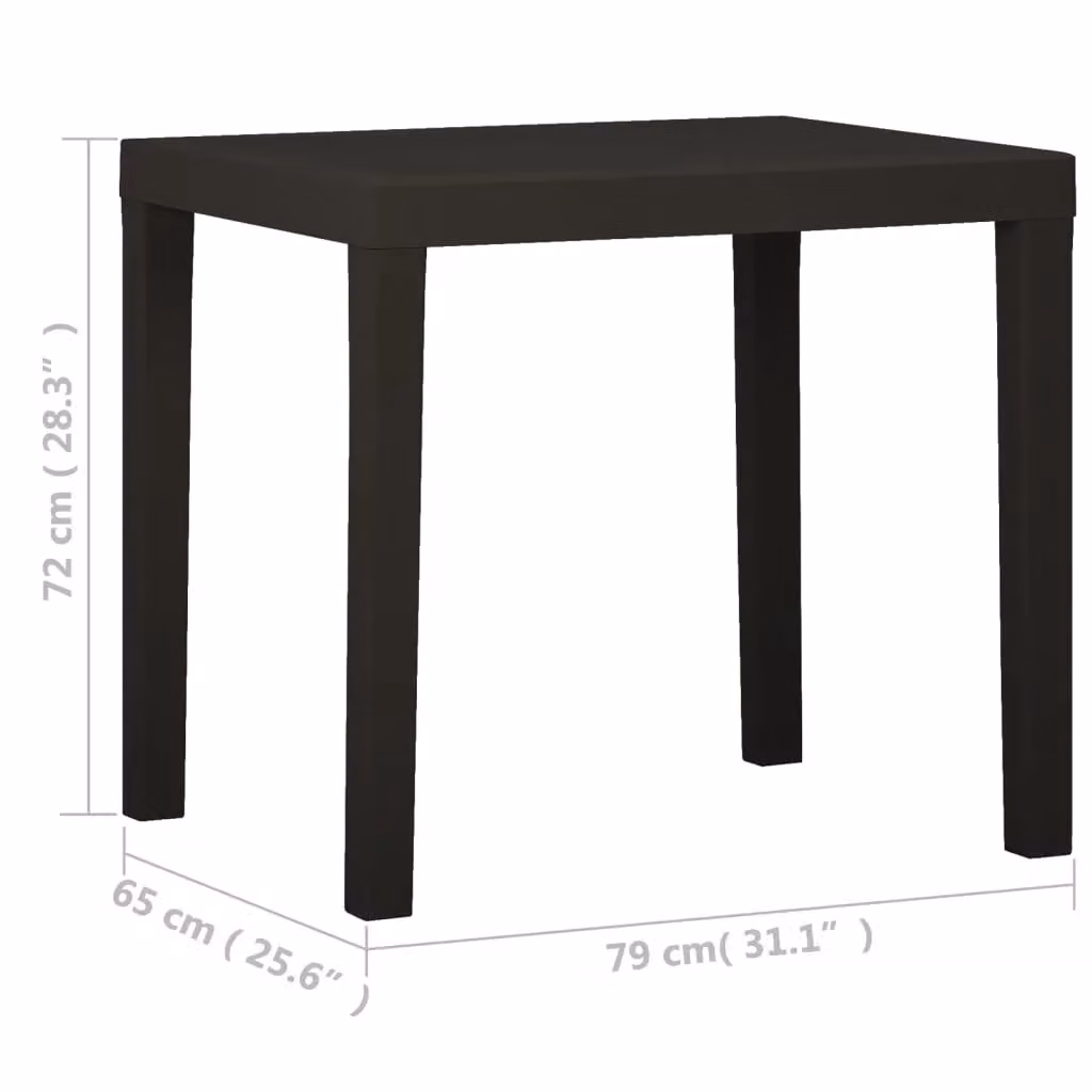 Berkfield Home Garden Table in Anthracite and Black Plastic, W/D/H: 79 x 65 x 72 cm – 4