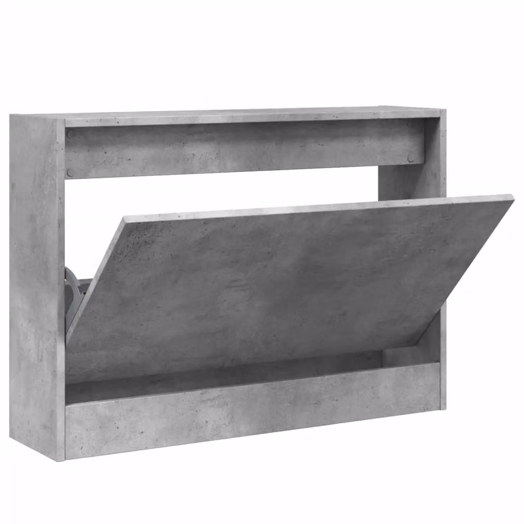 Berkfield Home Concrete Grey Shoe Cabinet with Tilting Compartments and Internal Drawers, W/D/H: 80 x 21 x 57 cm – 2