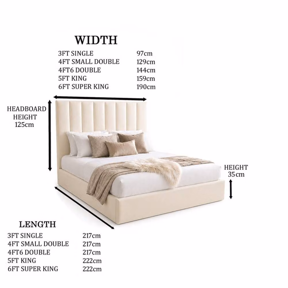 Desire Deco Plush Velvet Suenna Ottoman Storage Bed Frame in Light Beige, W/D/H: 140 x 200 cm – 2