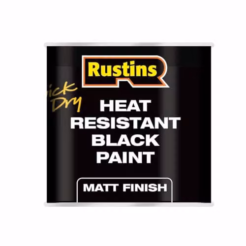 Rustins Quick Drying Matt Black Heat Resistant Metal Paint 250ml – 1