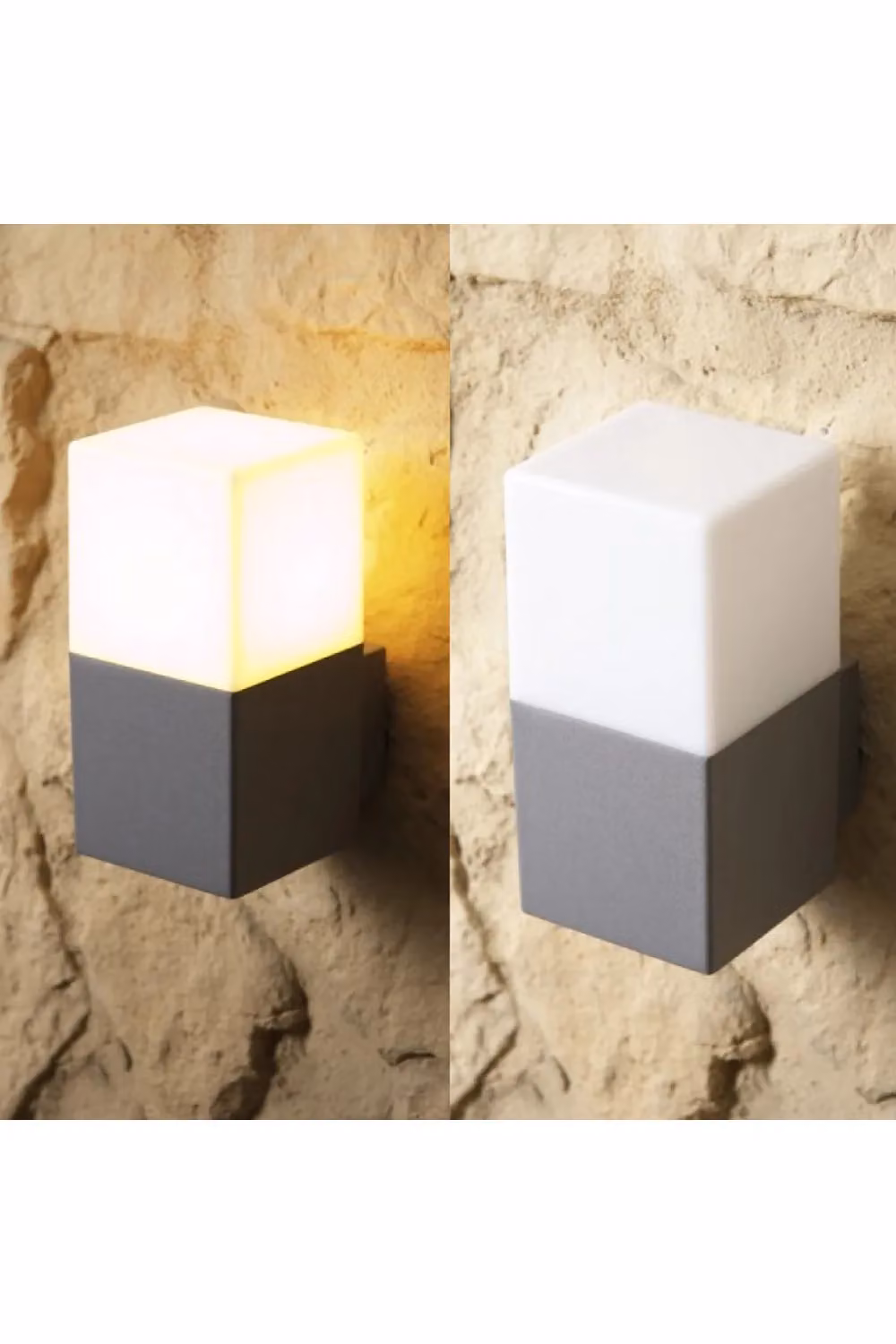 CGC Lighting Amara Modern Square Cube Outdoor Wall Light in Grey and White – 5