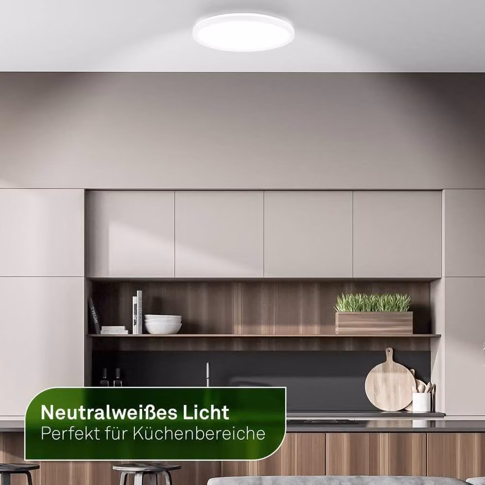Briloner White Round LED Ceiling Lamp, 11.4W, 2400lm, W/D/H: 29 x 29 x 3 cm – 3