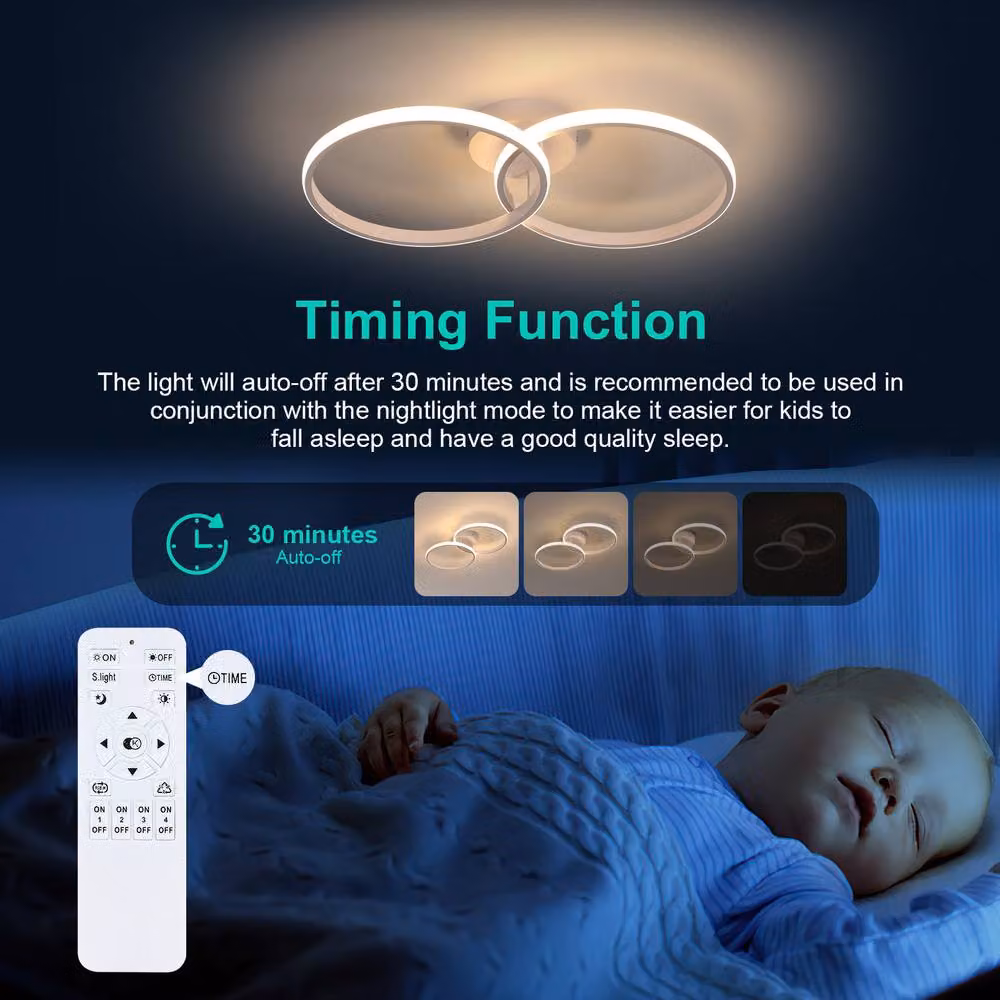 COMELY Modern Round LED Dimmable Ceiling Light with Remote Control, White – 3