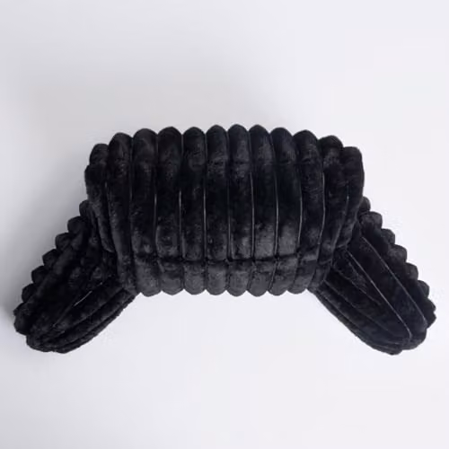 OHS Black Faux Fur Ribbed Reading Pillow with Heatable Pocket for Adults, W/D/H: 65 x 40 x 65 cm – 6