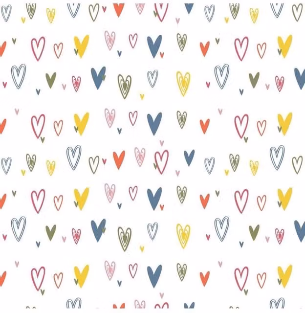 KDMD Multicolour Colourful Hearts Plastic Film, W: 80 cm, L: 100 m