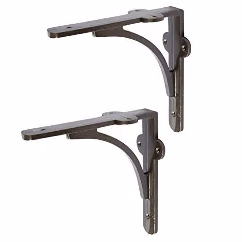 Hammer and Tongs Curved Iron Shelf Bracket, Raw Black, Pack of 2, Diameter: 150 mm