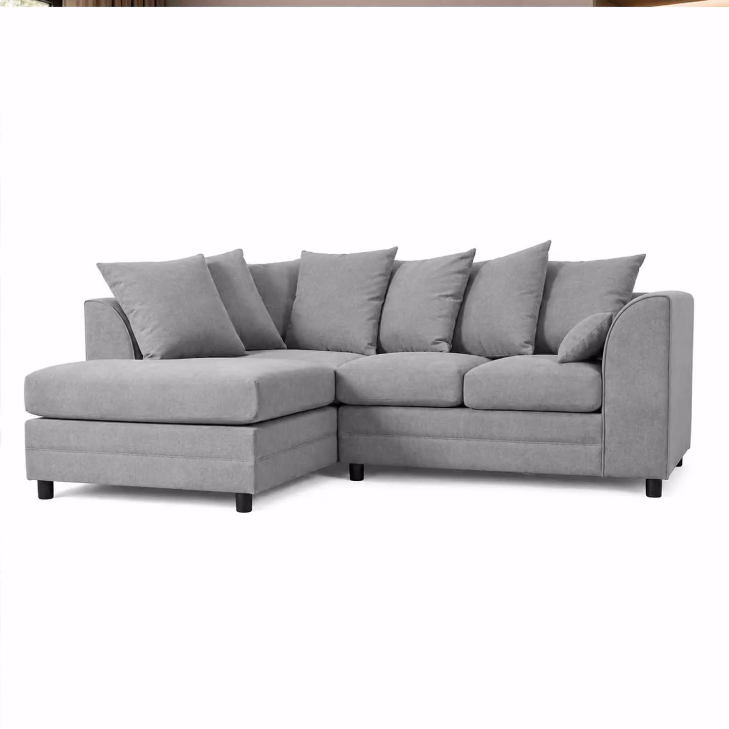 Furnishings For Less UK Casper Chenille 3 to 4 Seater L Shaped Corner Sofa, Left Hand Facing, Grey – 2