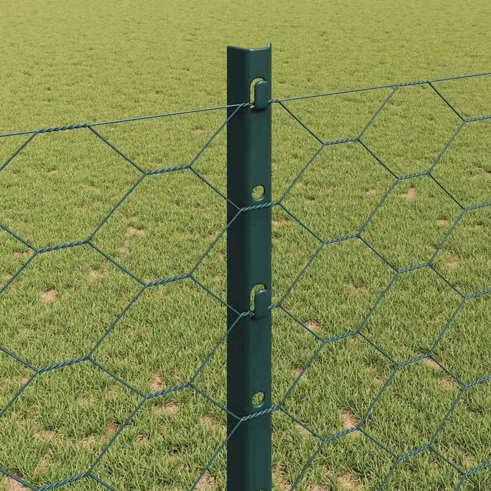 Berkfield Home Green Steel U-Channel Fence Posts, 11 Pieces, Height: 140 cm – 3