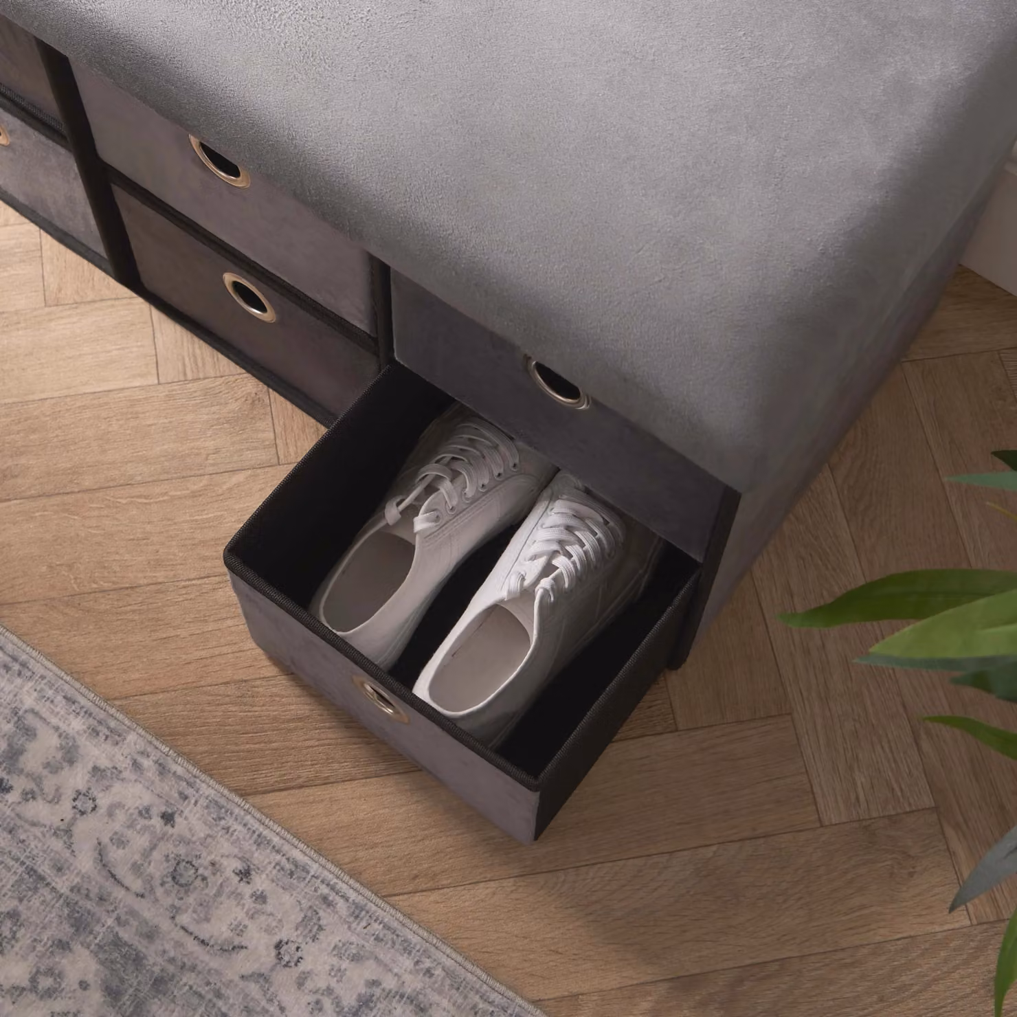 OHS Charcoal Velvet 6 Drawer Ottoman Storage Cube Unit – 2