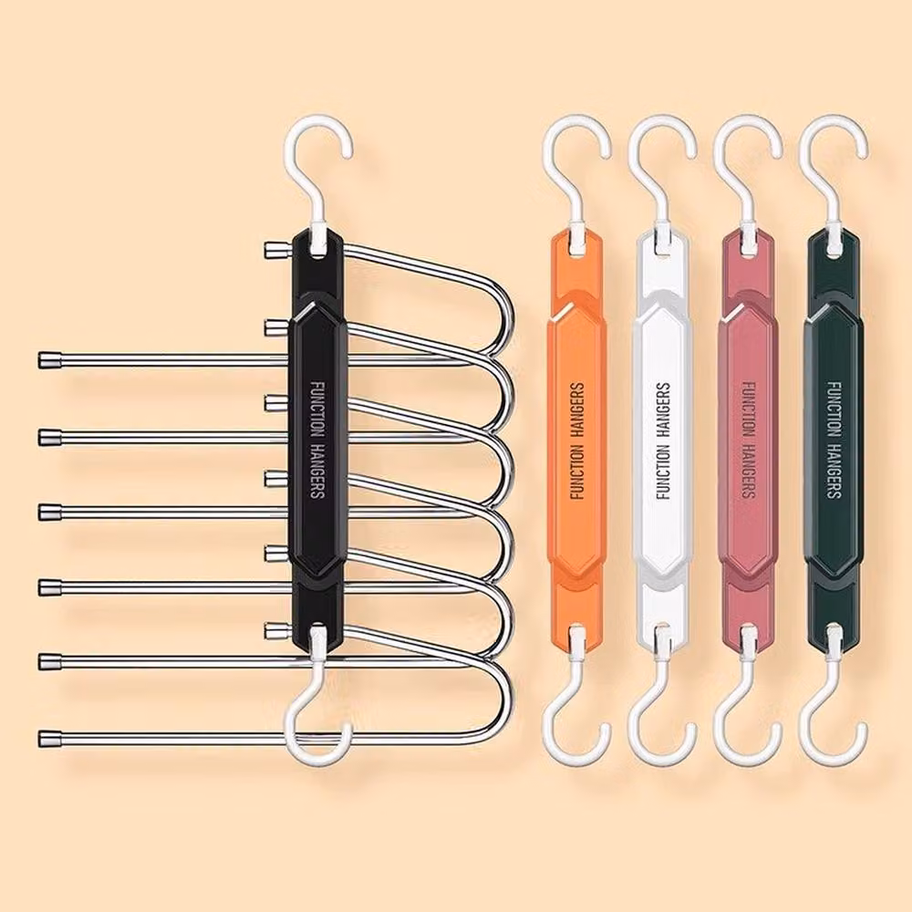 NESTLUNE White and Silver Stainless Steel Foldable Pant Hanger Rack, W/D/H: 100 x 100 x 100 cm – 2