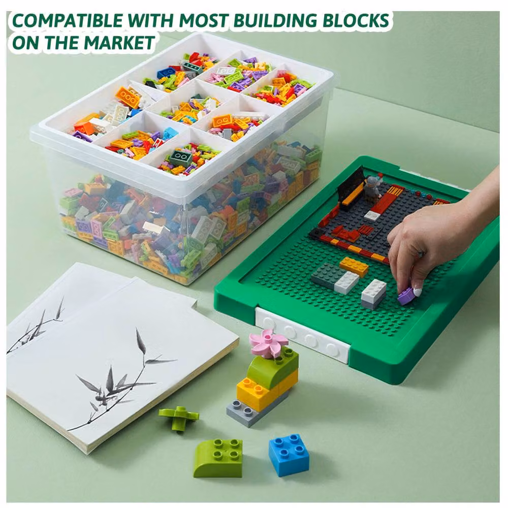 Greentainer Stackable Plastic Storage Bins with Lids in Green and Transparent – 4