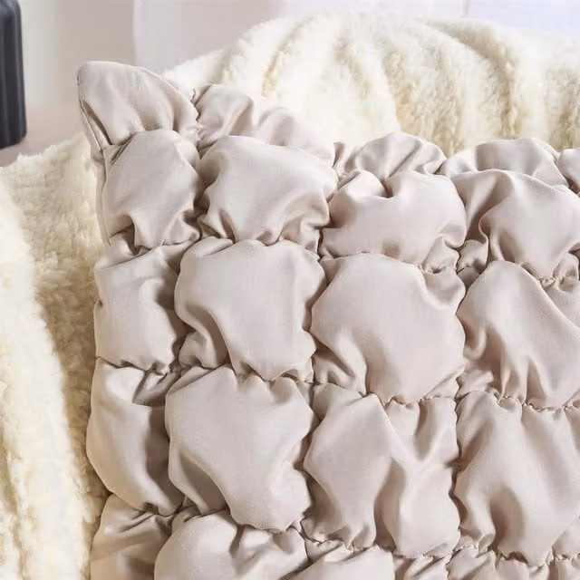OHS Quilted Square Cushion Covers in Beige