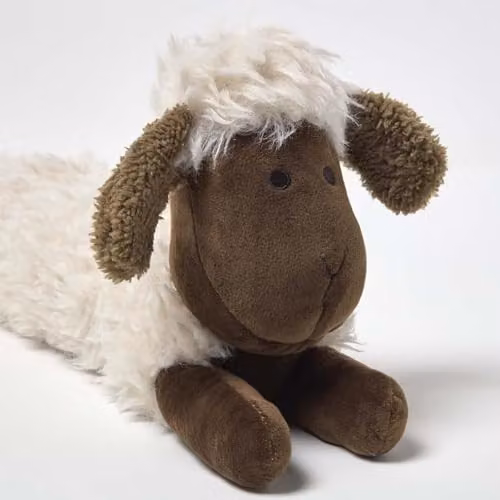 HOMESCAPES Decorative Sheep Weighted Draft Excluder in Brown and White – 2