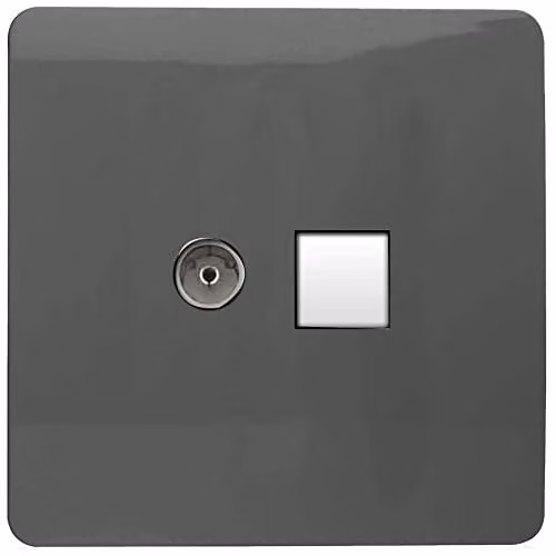 Trendi Artistic Modern Combination TV Co-axial and Telephone Socket in Anthracite Grey