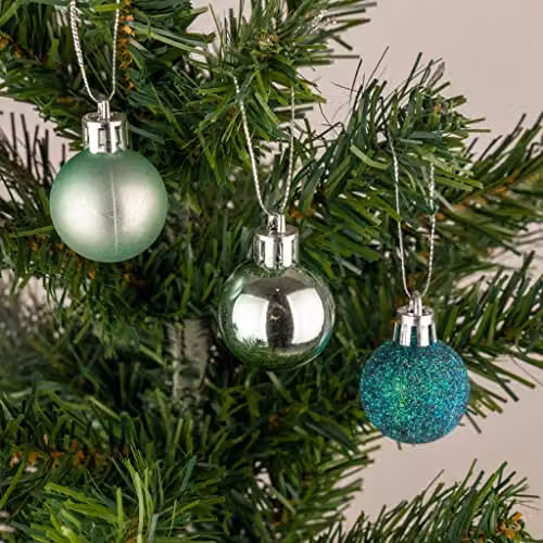 Shatchi 24-Piece Shatterproof Christmas Bauble Set in Turquoise and Silver – 2