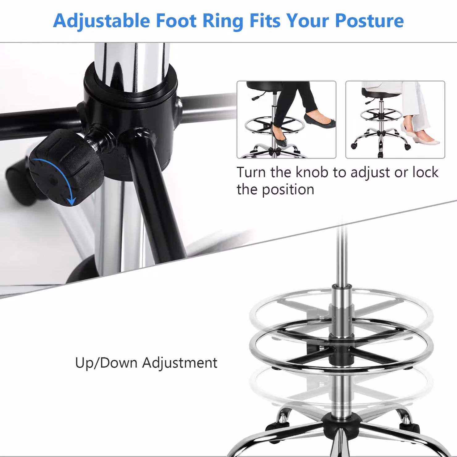 Gymax Set of 2 Black Synthetic Leather Upholstered Swivel Task Chairs with Height Adjustment and Castors – 4