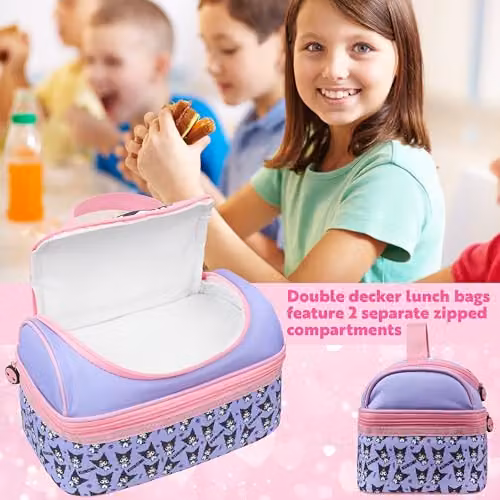 Get Trend Hello Kitty Kuromi Insulated Kids Lunch Bag with Dual Compartments in Purple and Multicolour – 2