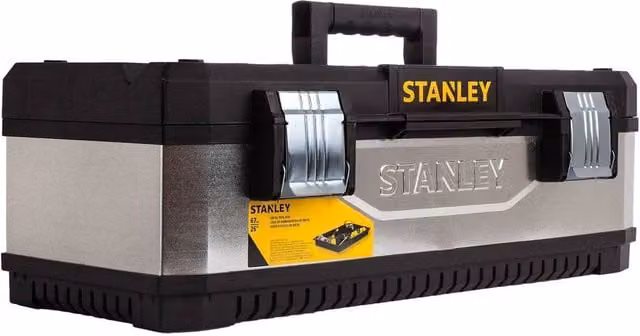 Stanley Galvanised Steel Tool Box with Inserts in Black – 1